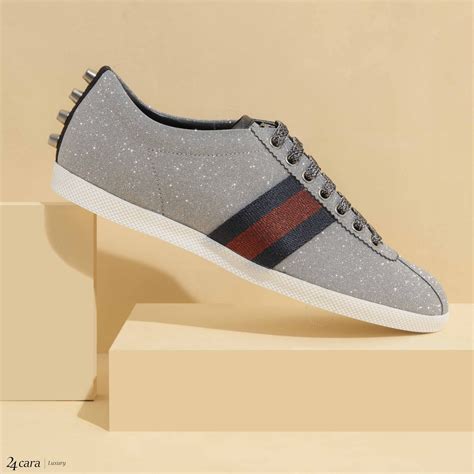 Gucci Bambi Web Silver Sneakers 